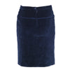 Secondhand Blumarine Navy Velvet Skirt Suit With Fur Cuffs - '00s