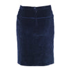 Secondhand Blumarine Navy Velvet Skirt Suit With Fur Cuffs