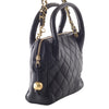 second hand Chanel black lambskin top handle bag