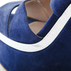 second hand Miu Miu Cut-Out Wedge Platform Sandals In Blue Suede