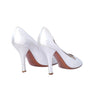 Secondhand Louis Vuitton Silver Matte Metallic Leather Open Toe Heels Rhinestone Shoes - '00s