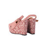 second hand Castañer Pink Suede Espadrille Wedge Sandals with Floral