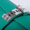 Secondhand Hermès Medor Clutch in Green Leather with Palladium Hardware -'10s