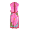 Secondhand Ken Scott Vintage Pink Floral Silk Midi Dress with Tassel Belt - '80s