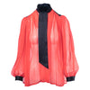 Secondhand Yves Saint Laurent Rive Gauche Vintage Sheer Silk Pussy-Bow Blouse - '80s