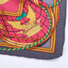 Secondhand Hermès “Grande Tenue” Pink, Grey & Green Silk Gavroche 45 Scarf By Henri D’origny