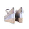 Secondhand Hogan Linen & Silver Wedge Espadrilles -'10s
