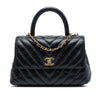 Secondhand Chanel Mini Chevron Aged Calfskin Coco Top Handle Bag