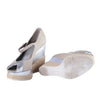 Secondhand Hogan Linen & Silver Wedge Espadrilles -'10s
