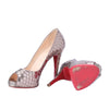 Secondhand Christian Louboutin Poseidon Metallic Silver Scaled PVC & Foil Peep-Toe Pumps - '10s
