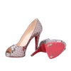 Secondhand Christian Louboutin Poseidon Metallic Silver Scaled PVC & Foil Peep-Toe Pumps - '10s