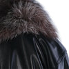Secondhand Yves Saint Laurent Black Leather Coat with Silver Fox Fur Trim -'90s