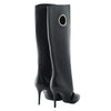 Secondhand Salvatore Ferragamo Black Cutout Leather Eyelet Knee Boots - '10s