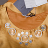 Secondhand Miu Miu Gold Silk Top with Embellished Neckline