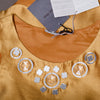 Secondhand Miu Miu Gold Silk Top with Embellished Neckline - '00s