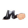 second hand Celine Black Leather Flat Slides With Gold-Tone Details