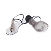 Secondhand Casadei Black Jeweled Thong Sandals with Crystal Embellishments - '10s