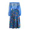 Secondhand Yves Saint Laurent Top And Blue Floral Silk Skirt Set - '70s