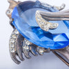 Secondhand Vintage Sterling Silver Blue Crystal Fish Brooch - '60s