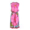 Secondhand Ken Scott Vintage Pink Floral Silk Midi Dress with Tassel Belt - '80s
