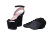 Secondhand Gucci Black Suede Horsebit Platform Ankle Strap Wedges - '10s