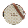 Celine Triomphe Coated Canvas Embroidered Round Purse on Strap Secondhand