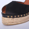 Secondhand Marc Jacobs Black Studded Espadrille Wedges with Ankle Ribbon Ties - '10s