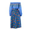 second hand Yves Saint Laurent Top And Blue Floral Silk Skirt Set