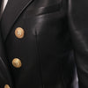 Secondhand Balmain Black Leather Double-Breasted Blazer - '20s