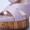 Secondhand Casadei Lavender Leather Platform Sandals with Sculpted Wooden Heel - '10s