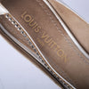Secondhand Louis Vuitton Silver Matte Metallic Leather Open Toe Heels Rhinestone Shoes - '00s