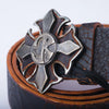 Secondhand Richmond Distressed Brown Leather Belt with Cross Buckle - '00s