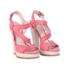 Secondhand Casadei Pink Nubuck Leather Ankle Strap Espadrille Sandals- '10s