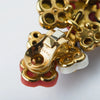Secondhand Bulgari Gold, Coral, Onyx & White Agate Earrings - '90s