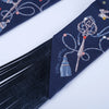 Secondhand Hermès Les Clés à Pois Fringed Twilly Bleu Marine - '20s