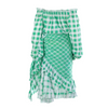 Secondhand Yves Saint Laurent Green Plaid Peasant Blouse Wrap Skirt Set - '70s