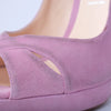 Secondhand Casadei Pink Suede Peep Toe Platform Pumps -'10s
