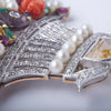 Vintage Giardinetto Multi-Gem Diamond, Coral & Pearl Flower Basket Brooch
