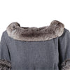 second hand Collection Privée Gray Wool Blend Dress With a Faux Fur Collar And Cuff