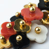 Secondhand Bulgari Gold, Coral, Onyx & White Agate Earrings - '90s