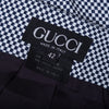 Secondhand Gucci Vintage Navy & White Micro-Check High-Waist Midi Skirt - '90s