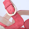 Secondhand Casadei Pink Nubuck Leather Ankle Strap Espadrille Sandals- '10s