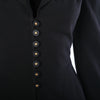 second hand Chanel Spring 1997 Black Wool CC Button Skirt Suit- '90s