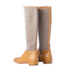 Secondhand Prada Beige Canvas & Camel Leather Logo Riding Boots - '00s