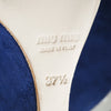 second hand Miu Miu Cut-Out Wedge Platform Sandals In Blue Suede