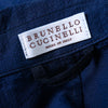 second hand Brunello Cucinelli Navy Double-Breasted Linen Blazer