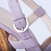 Secondhand Casadei Lavender Leather Platform Sandals with Sculpted Wooden Heel - '10s