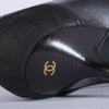 secondhand Chanel Black Leather & Canvas Bow Pointed-Toe Pumps - '90s