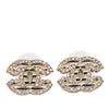 Chanel CC Brass Strass Enamel Push Back Earrings Secondhand