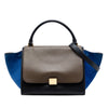 Celine Medium Tricolor Calfskin and Suede Trapeze Satchel Secondhand